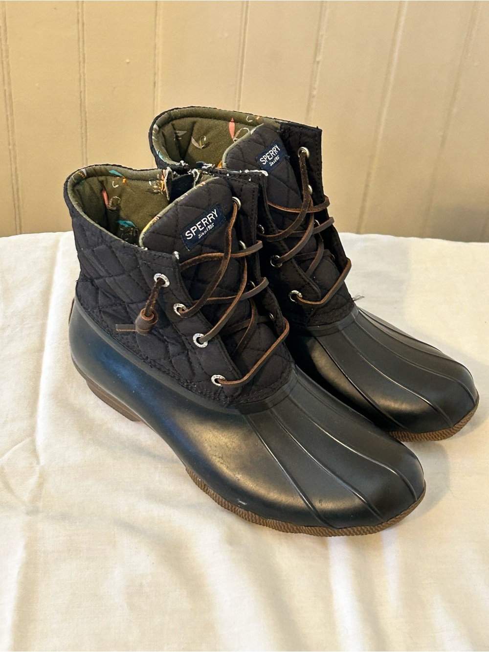 Sperry Top-Sider Saltwater Quilted Duck Boots/Fishing Lure Lining/W 7 M/NWOT